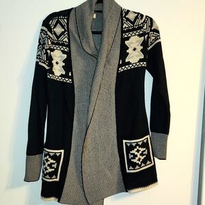 Yes Lola Aztec Print Open Front Cardigan Womens Size Medium